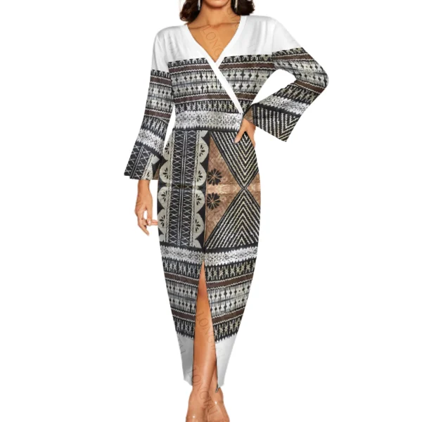 Polynesian Samoan Fiji Printed Polynesian Tribal Plus Size Long Dresses ...