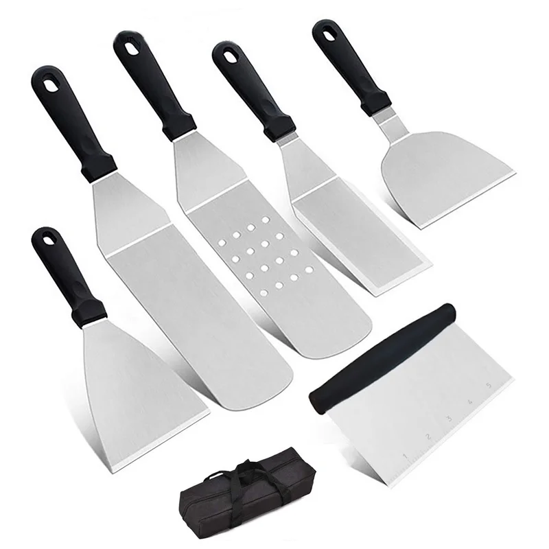 Multipurpose Griddle Accessories Kit Set Of 6 Metal Spatula Stainless
