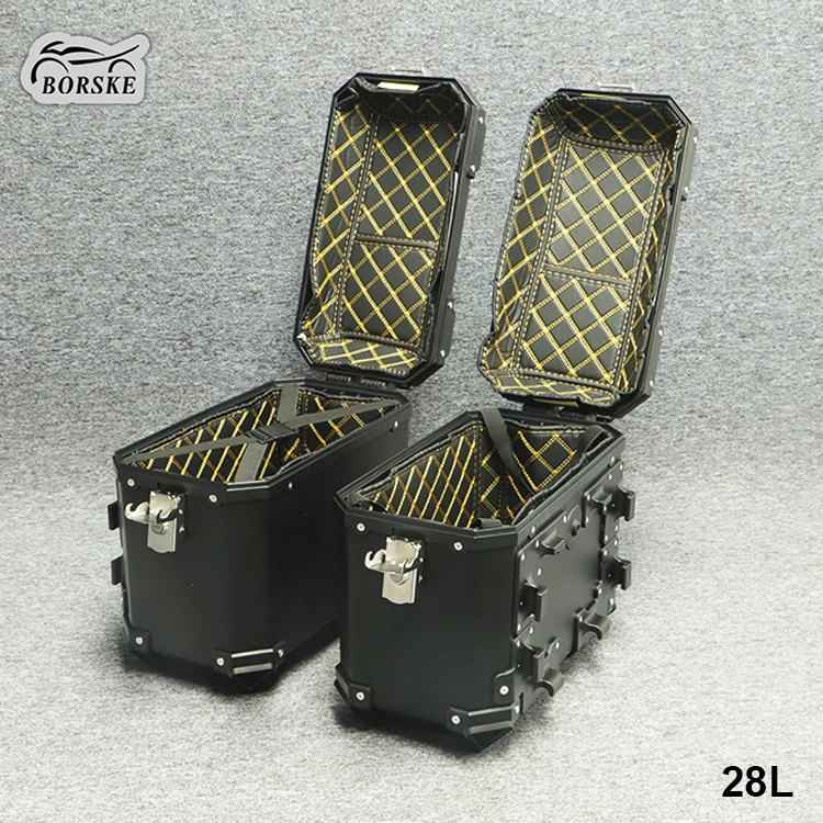 Borske ABS Motorbike LED Side Saddle Box Cases for Honda, Kawasaki