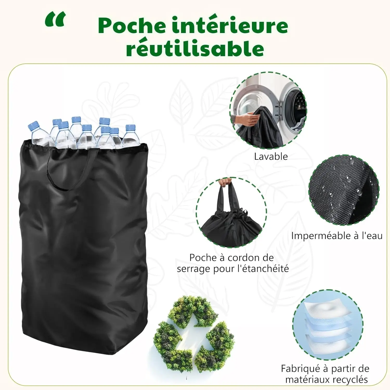 Recycling Bin with Lid 110L Recycling Bottle Storage Bottle Collector Container Compactor Bin for Kitchen Plastic Glass Paper