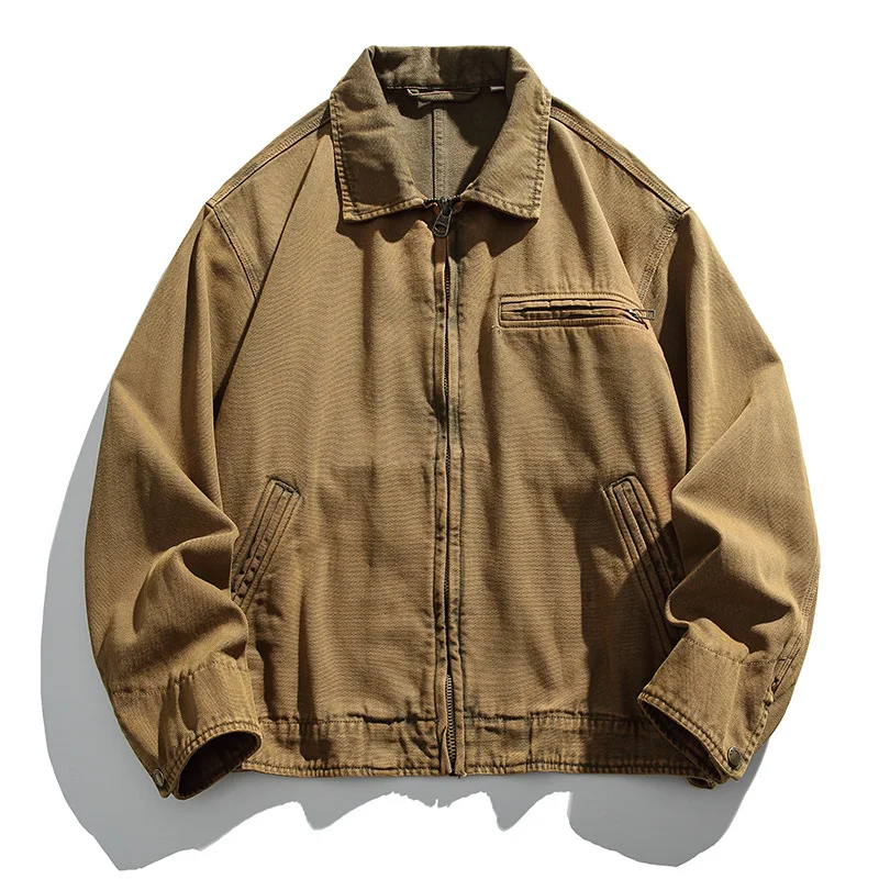 Men's Spring Fashion High Collar Hooded Work bomber