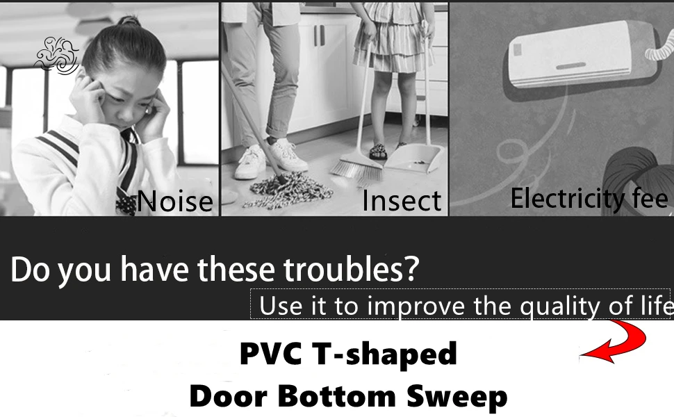 Selfstick Door Sweep Under Door Draft Stopper Pvc Rubber Seal Strip