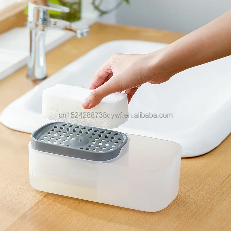 Dish Soap Dispenser Sponge Soap Dispenser Sink Countertop Soap Pump Cleaning Tools Storage Box - Buy Soap Dispenser And Sponge Holder For Kitchen ...