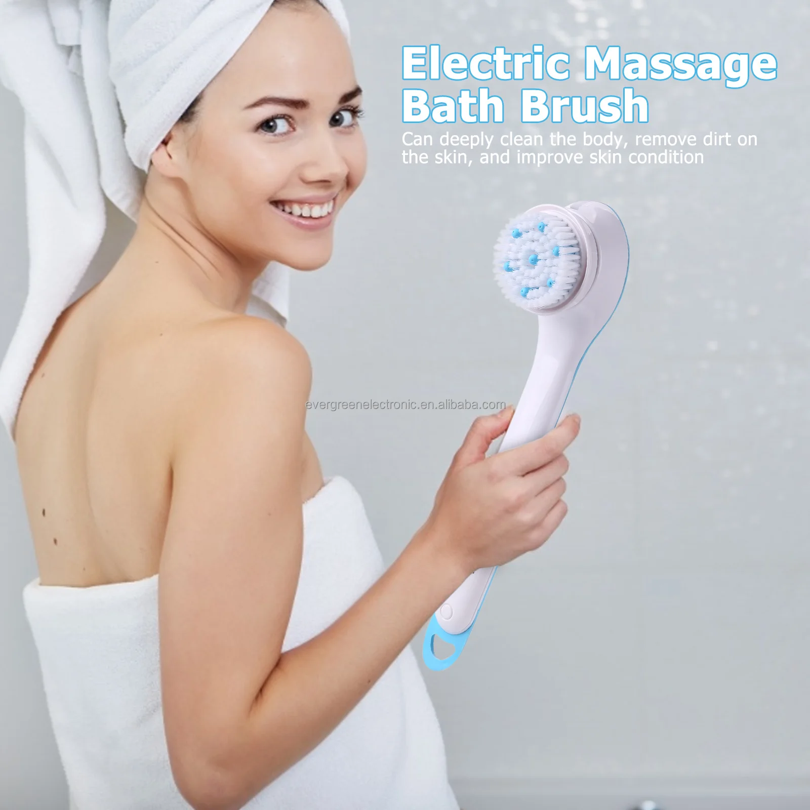 Handheld Massage Body Foot Brush Back Clean Long Handle 5 In 1 Electric Bath Shower Brush