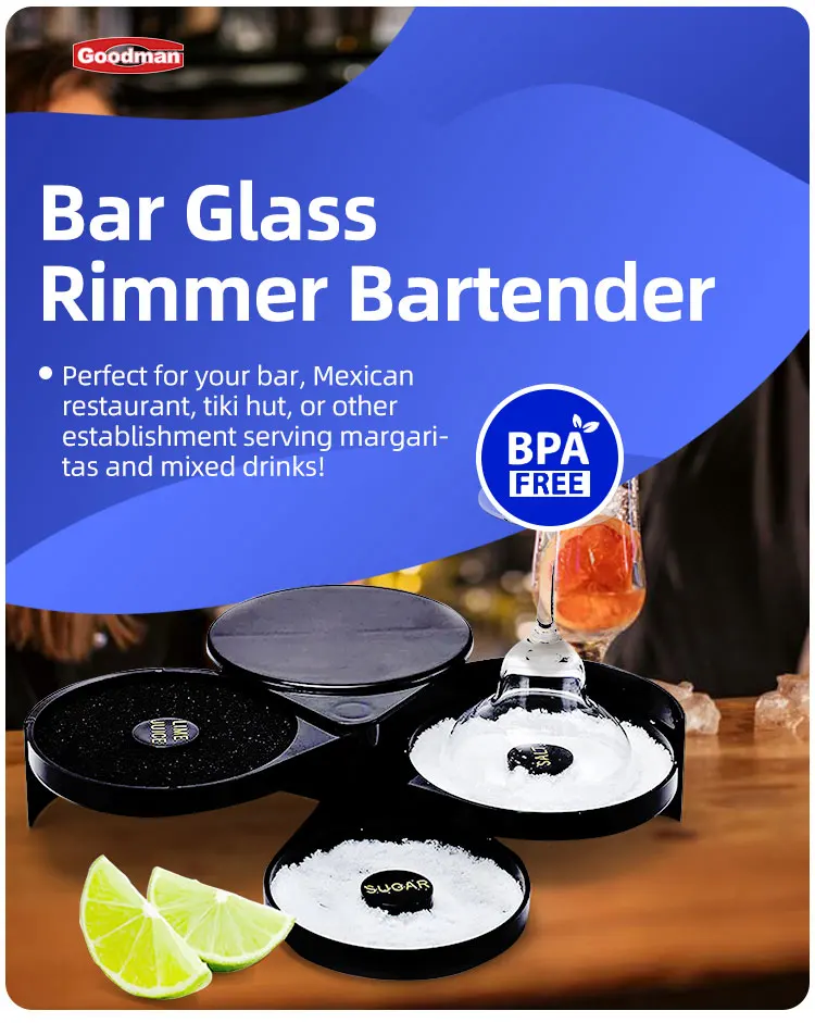 Bar tools 3 tier margarita cocktail glass rimmer plastic salt rimmer supplier