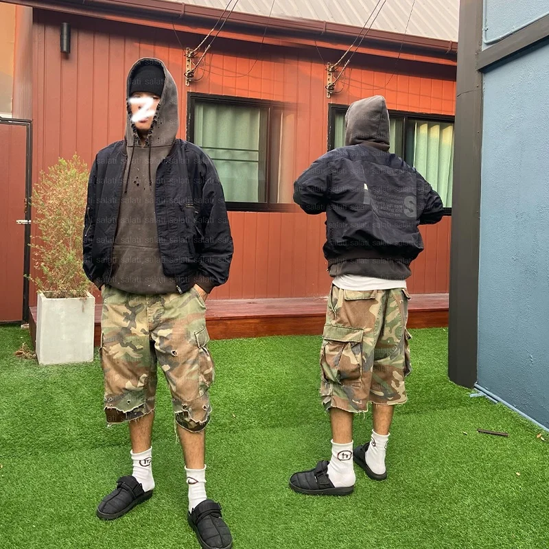 Denim Jean Short Custom Bermuda Tactical High Waist Heavy Cotton Baggy Heavyweight Oversized Camouflage Camo Cargo Short for Men gallery 3