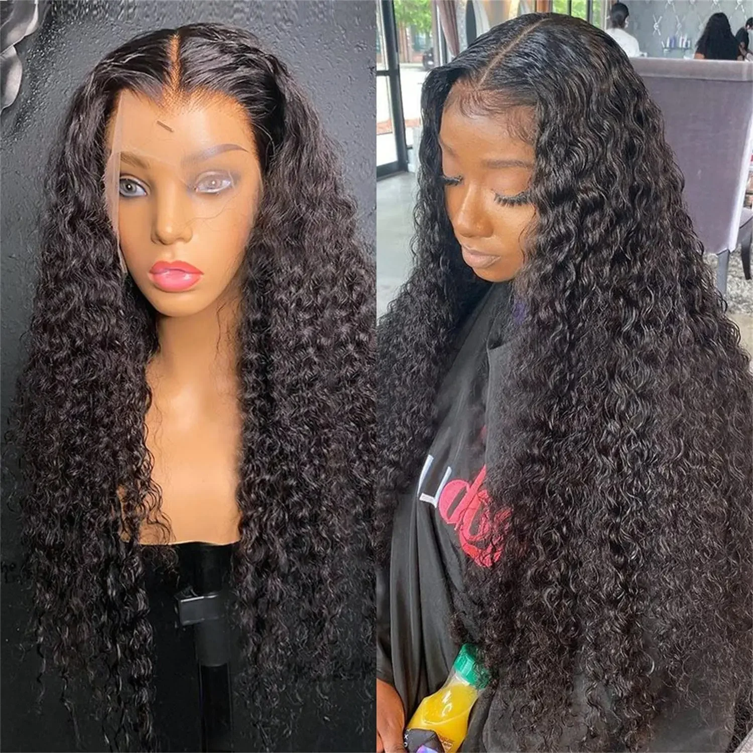 Deep Wave Lace Front Wigs Human Hair Curly Wet and Wavy Wig for Women_voghion.com