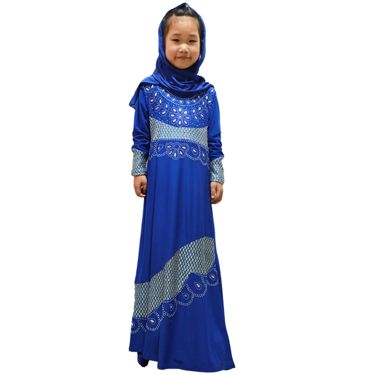 2021 New Design Colorful Girls Kids Abaya Hijab Wholesale