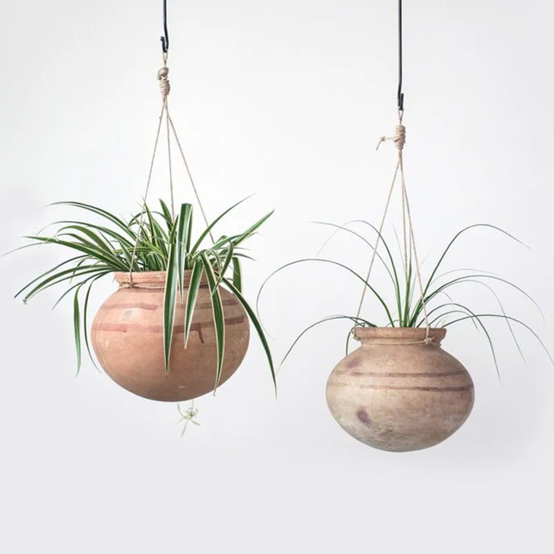 arredamento moderno per articoli da toeletta vaso per piante iuta giocattoli GUOZI 2 cestini in iuta intrecciati con manico cestino decorativo per piante 
