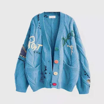 Custom Logo Jacquered Plus Size Christmas Sweaters Women Festive Knit Cardigan Lantern Sleeve Pullover Holiday Gift Party