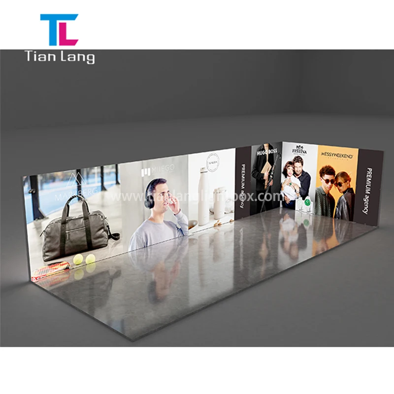 TianLang Edgelight Edgemax LED Strip Exhibition double sided Trade Show Display LED metal light box stand fabric lightbox