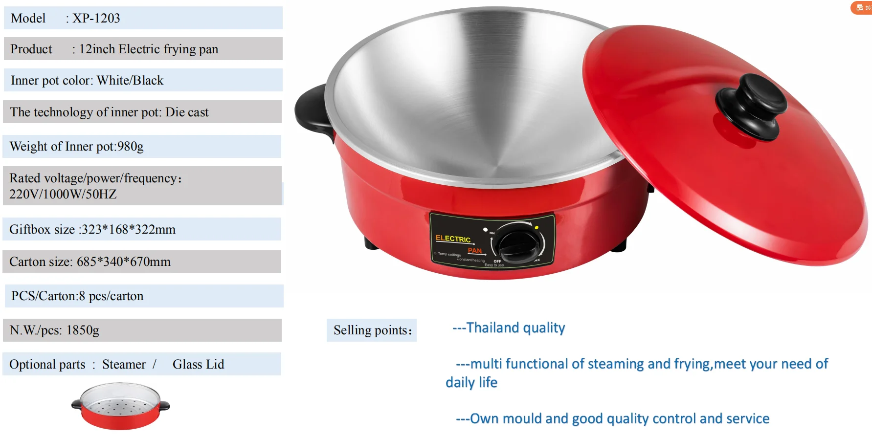 12 Inch Electric Frying Pan Buy Frying Pan,Electric,12 Inch Product