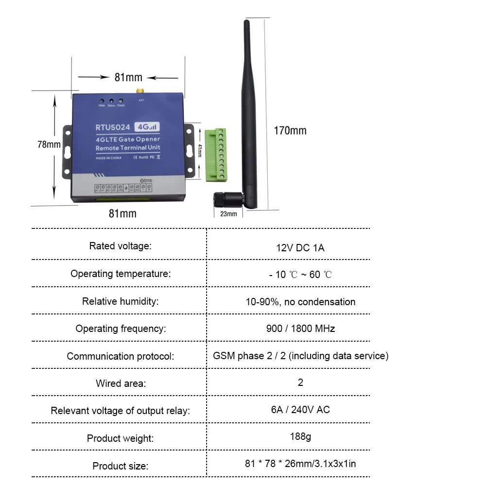 Rtu5024 4g Gsm Gate Opening System Access Controller Relay Dc 12v 10a ...