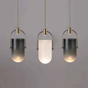 Decorative Kitchen Island Lighting bar Dinging Room Nordic Smoky Gray Glass Hanging Single Pendant Light