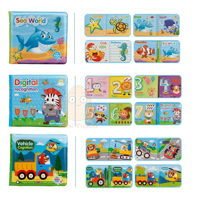 Baby Bath Books Waterproof Bathroom Books Water Bathroom Toys Early Learning Educational Toys Gift Bath Books For Baby Kids