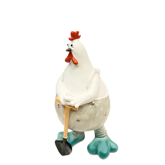 Artistic Polyresin Chicken Sculpture for Home Decoration Garden Fairy Style Handmade Model Chicken Theme for Gifts