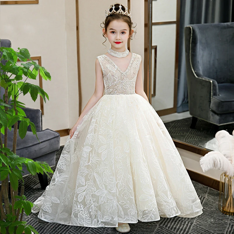 Source New Design Flower Girls Dress Princess Party Wedding Gowns For Girls  Long Tail Formal Wear On M.Alibaba.Com