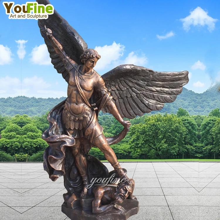 屋外カスタム有名な等身大ブロンズ大天使の翼ルシファー像彫刻