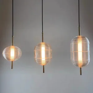 Nordic Modern Simple Creative Personality Glass Dining Room Lamp AC Powered Adjustable Height Bar Chandelier for Bedroom Living