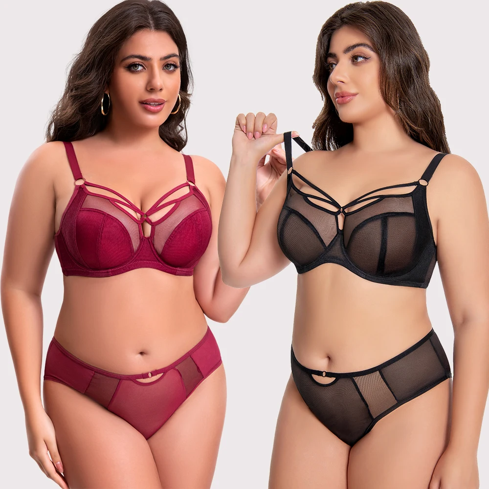 Unterwsche-Set mit Bgel-BH und Hschen fr groe Gren (34, 36, 38, 40, 42 CDEFGHIJKL), ungefttert, leicht transparent, sexy, fr Damen Unterwsche-Set mit Bgel-BH und Hschen fr groe Gren (34, 36, 38, 40, 42 CDEFGHIJKL), ungefttert, leicht transparent, sexy, fr Damen