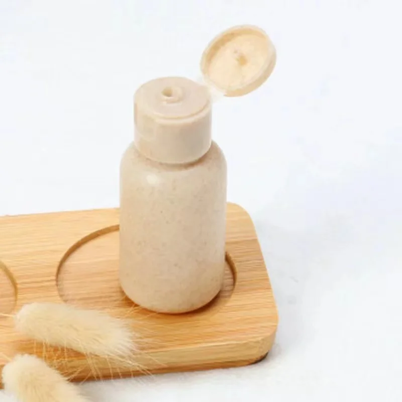 Eco Friendly 35ml 60ml 100ml Degradable Shampoo and Conditioner Bottle Wheat Straw Material Plastic Bottles