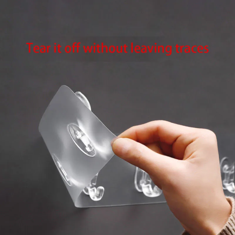 Transparent  manufacturers direct acrylic traceless door behind sticky hooks coat hook wall six hook details