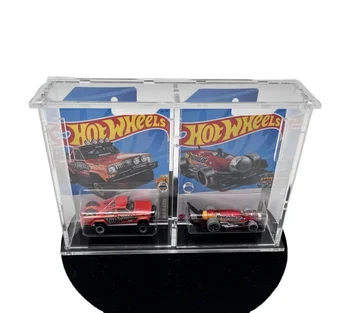 Custom Clear acrylic diecast car display case mainline hot wheel carded display box with TWO slots