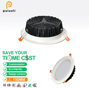 PULUOTI Cutting 190mm40W Indoor Embedded Eye-protecting Downlight Aluminum Recessed LED Full Spectrum High CRI 97 Eye-protecting