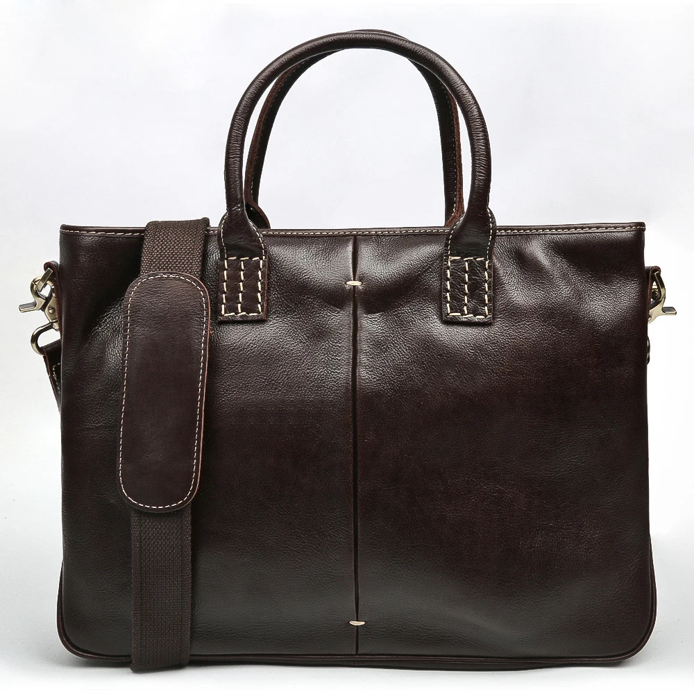 In Stock Luxury 14 inch Laptop Handbags For Men Messenger Bags Vintage Leather Business Briefcase