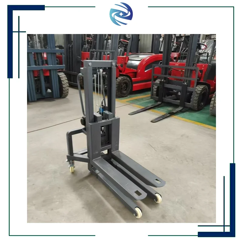 440lbs Mini Stacker with Hydraulic Easy Lift Mechanism Detachable Steel Plate Electric & Manual Used Condition Farm Industries