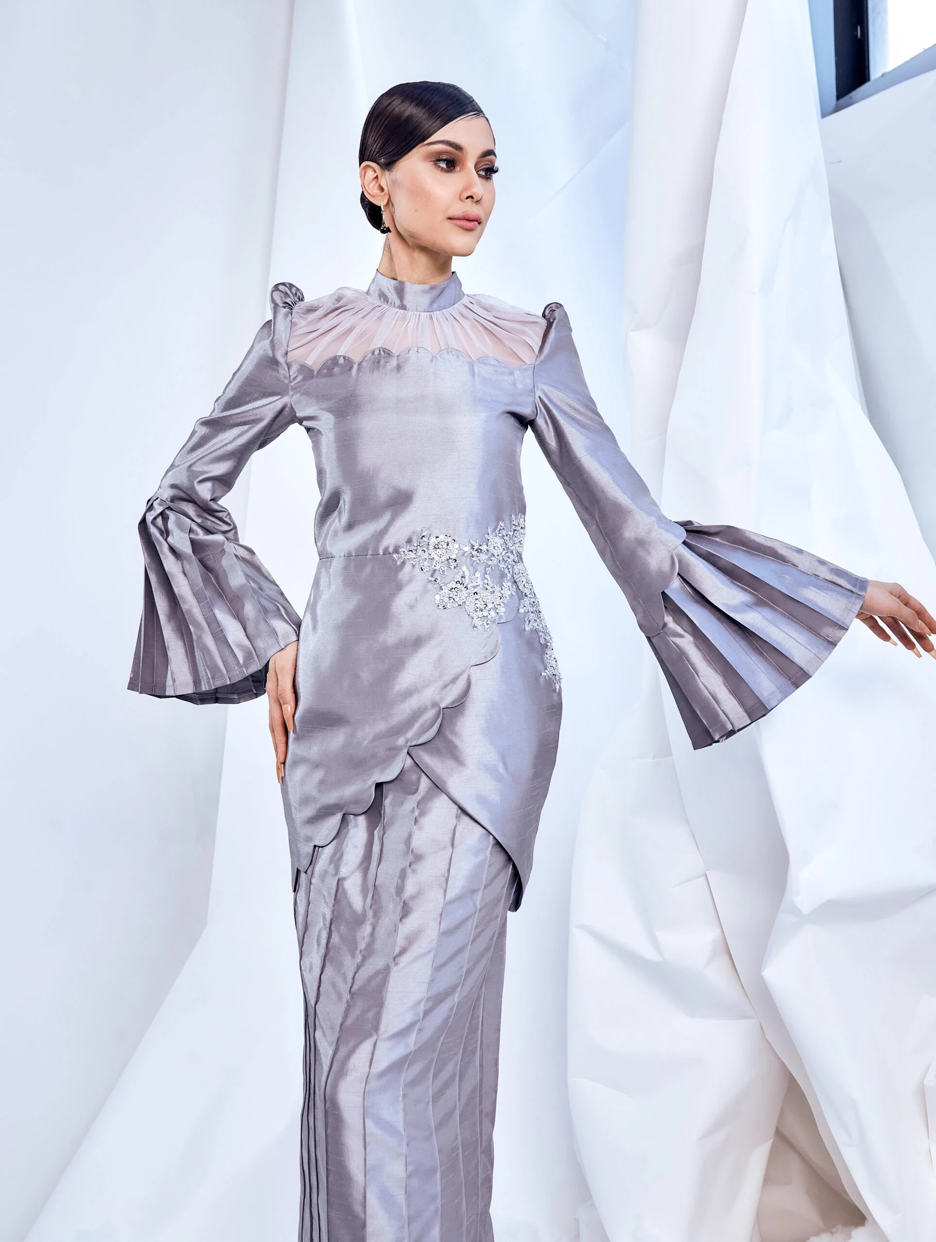 silver dress malaysia Buy GWD Kitty Silver Sequin Ankle Length Dress Online