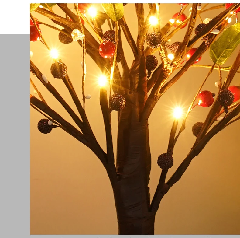 24 LED USB Battery Artificial DIY Gift Indoor Twinkling Cherry Table Decoration Light Girl Room Led Tree Light for Home Decor