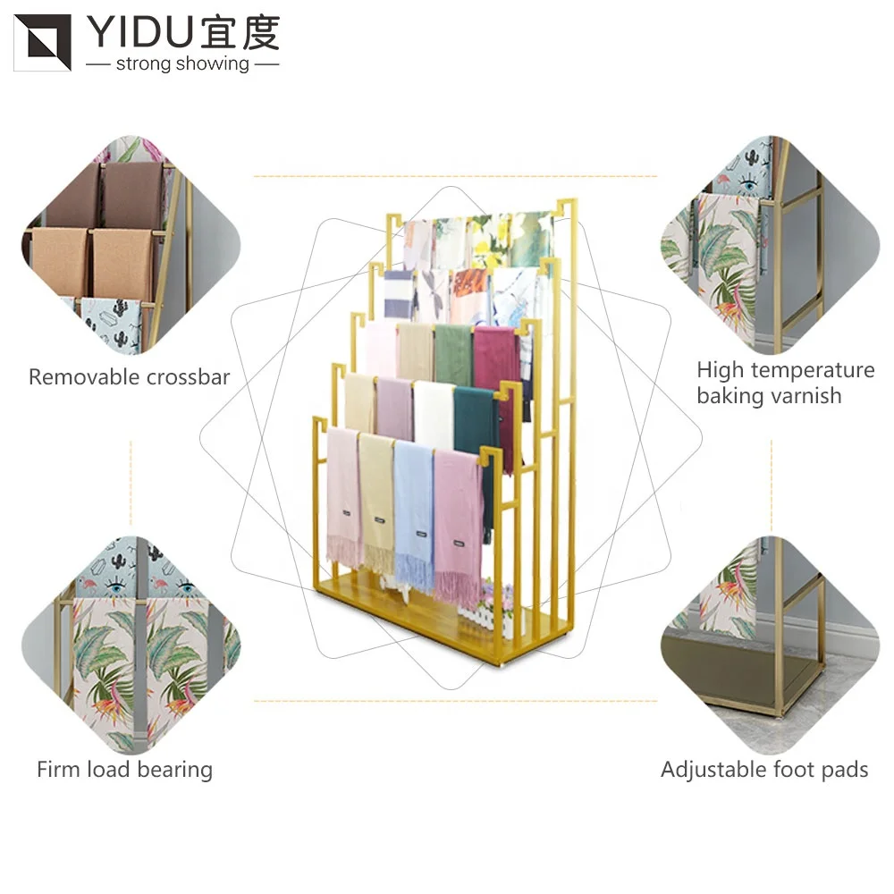 Professional Waterfall Carpet Rack Integrated with Tie Scarf Display Stand and Ceramic Showroom Rack