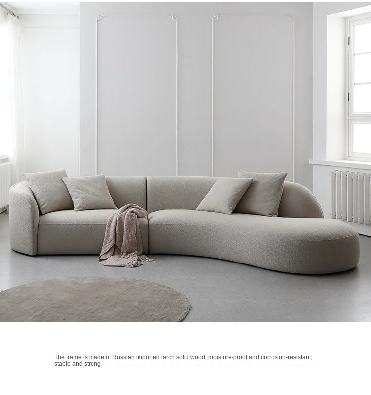 Luxury Modern Style Living Room Interior Curved Sofa & Lounge Chair Set Sofa Set Furniture Living Room