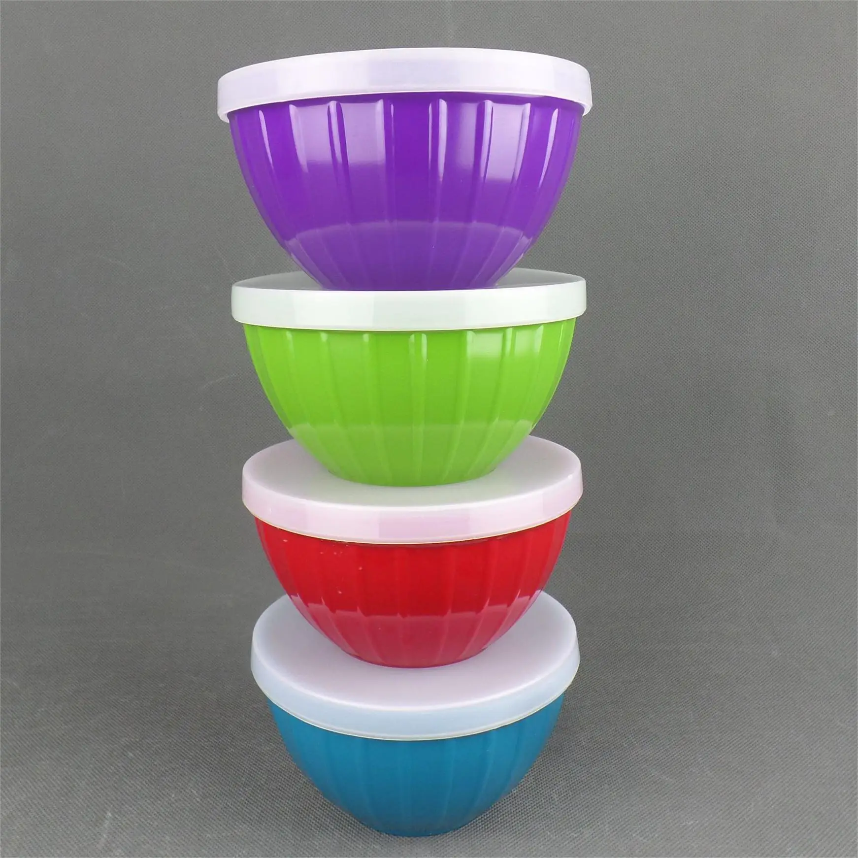 Shatter-Proof Chip-Resistant Dishwasher Safe BPA Free Melamine Bowls with Lids - Set of 6 in 6 Assorted Colors