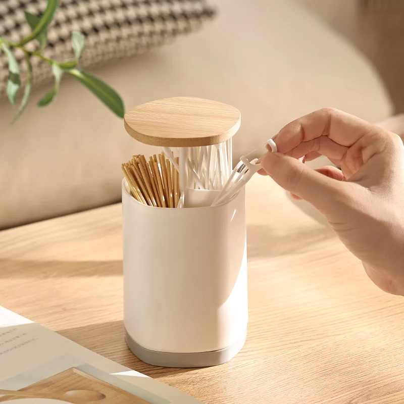 Creative automatic toothpick box Household Japanese living room kitchen bedroom press toothpick cotton swab storage box