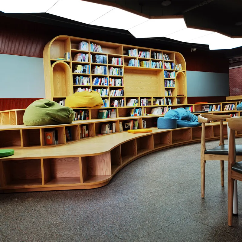 Chiquitos Modern Library Furniture Set Multi-functional Wooden Bookshelf with Seating Combination for Reading and Learning Cozy