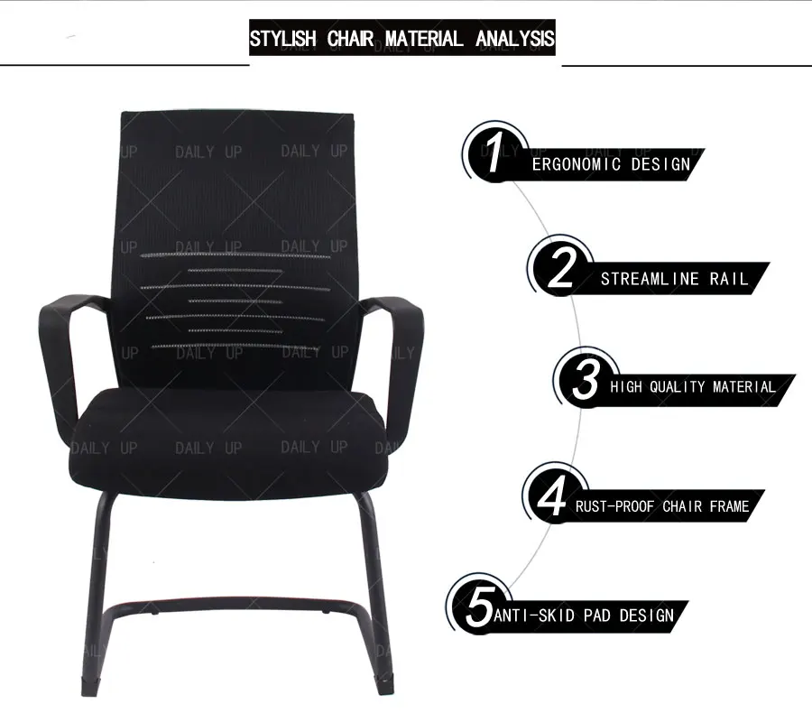 Sled Mesh Office Chair With Ergonomic Armrest And Breathable Backrest Executive Computer Chair For Reception Meeting Conference