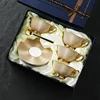 Confezione regalo 4 tazze 4 piatti 4 cucchiai (Oro)