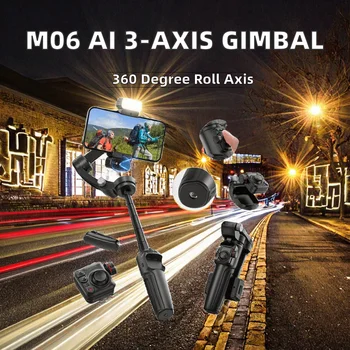 M06 Intelligent AI Tracking 3- Stabilizer Gimbal ABS Extension Rod Wireless Microphone Fill Light Mobile Phone for detail image