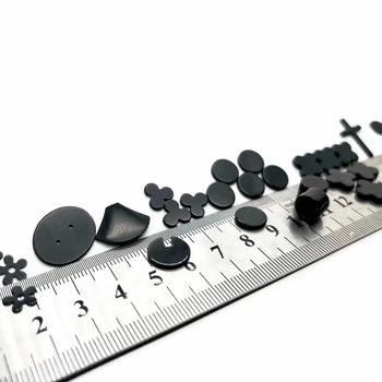 DSCJ Custom Flat Agate Cabochon Black Onyx Gemstones Supplier Oval Cross Clover Round Circle Natural Black Onyx for Jewelry