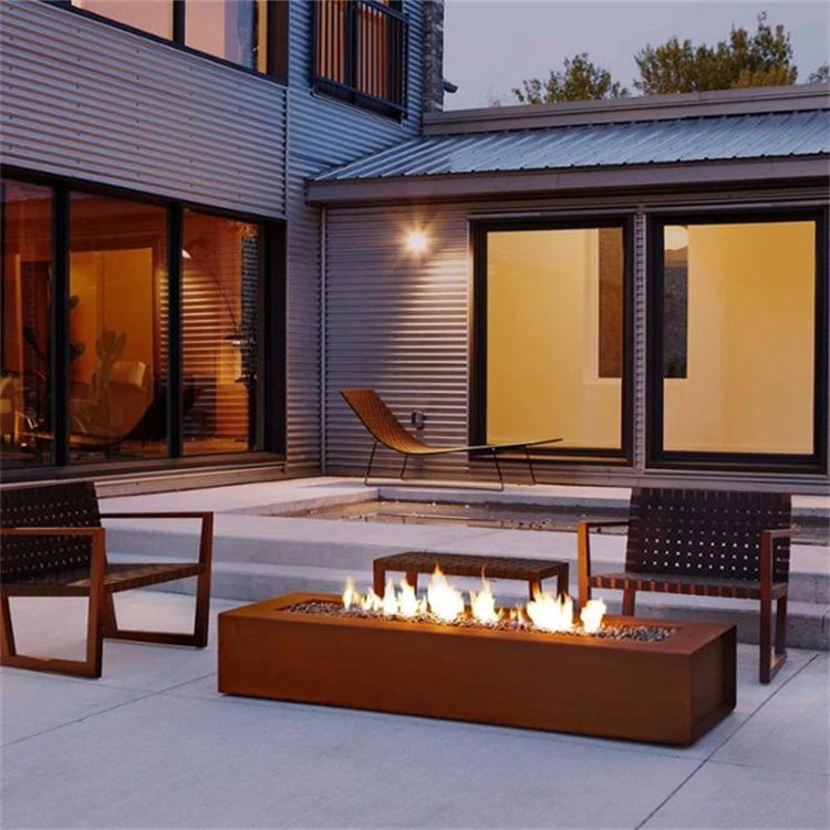 Стальная газовая яма corten, наружные пожарные ямы, газовая горелка, газовая внутренняя пропана