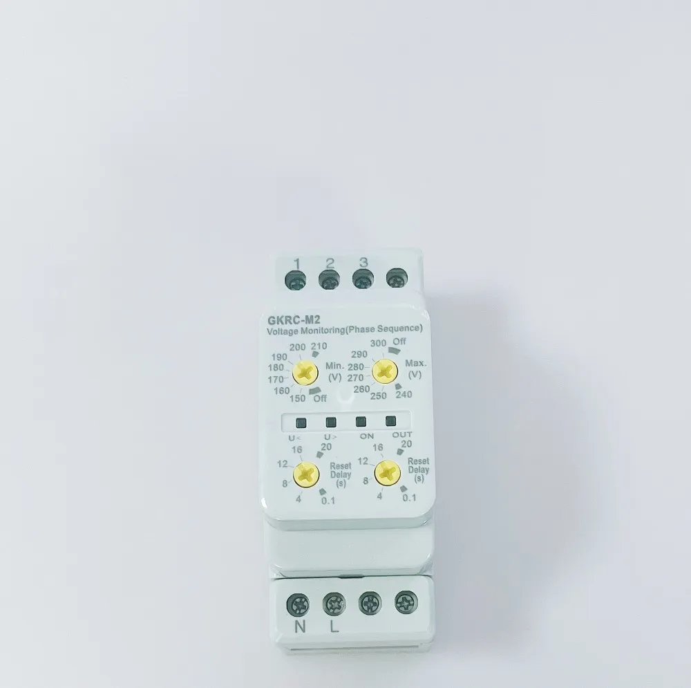product gkrc m2 new three phase four wire phase sequence protector relay for overvoltage and undervoltage protection-1