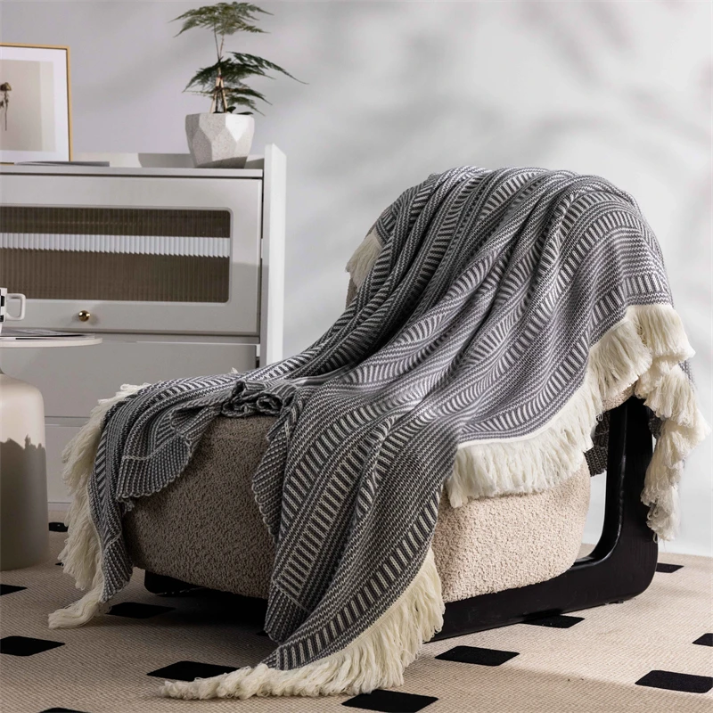 Hot selling soft and comfortable adult throw blank with tassels  with tassel sofa cover or for outdoor use bl manufacture