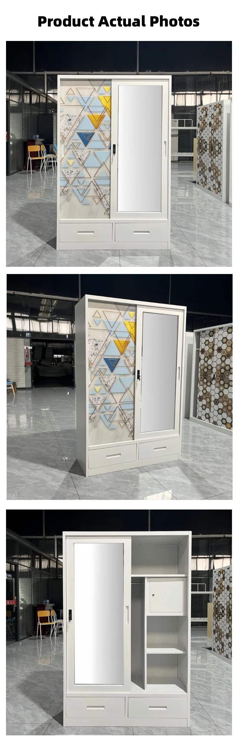 Steel Printed Wardrobe With Pattern Design supplier