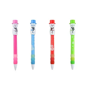 Promotional Manufacturer Cartoon Snowman Doll Shape Plastic Ballpoint Pen With Custom Logo for Child Gift