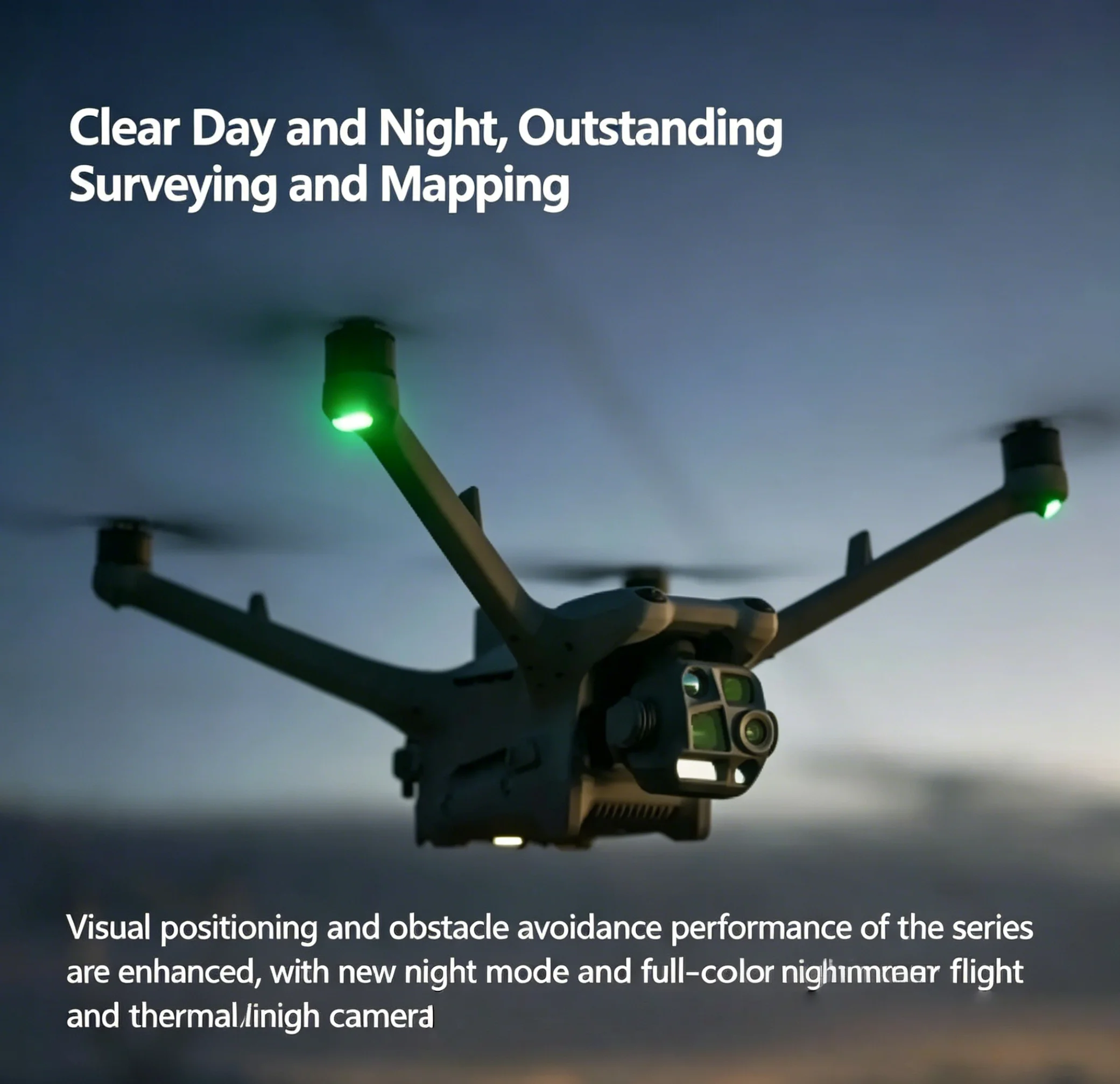Matrice 4D Quadcopter with RC Plus 2 Enterprise Thermal Wide & Tele Lenses Laser Range Finder Low-Noise Anti-Ice Propeller