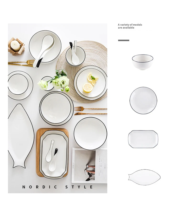 Modern Hotel Porcelain Dinner Plates Wedding Fine White Dinner Set