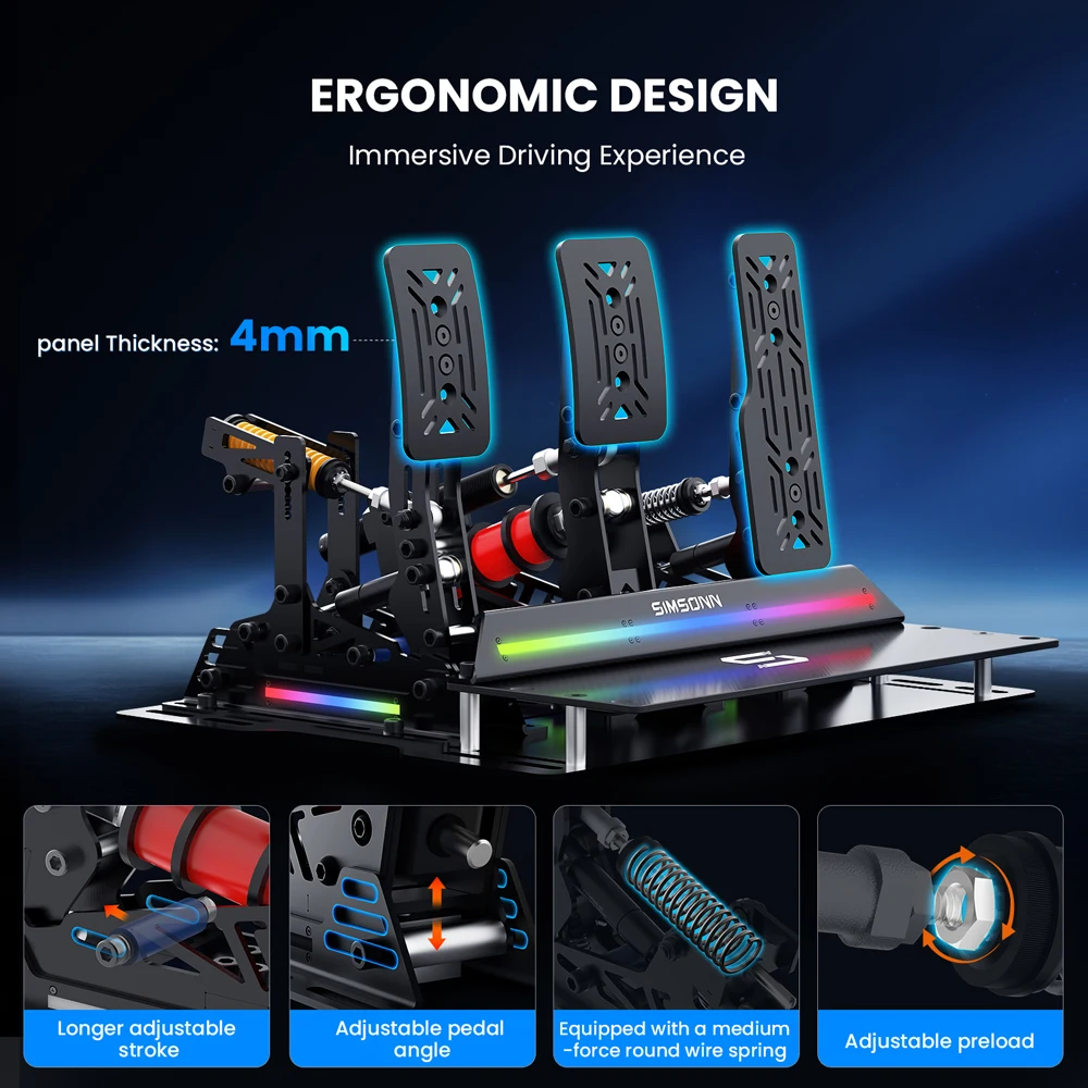 SIMSONN PRO X Ultra Stainless Steel Sim Racing Pedals Set for PC