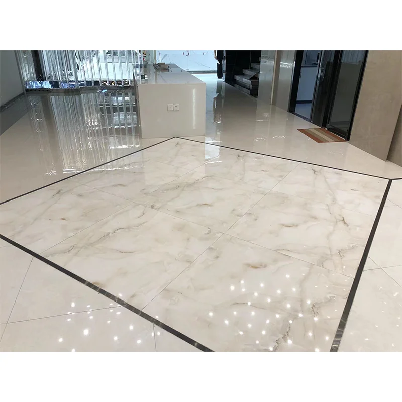 Realgres Glazed Porcelain Carrara Gold Polished Imitation Stone Texture Marble Floor Tile 1000x1000